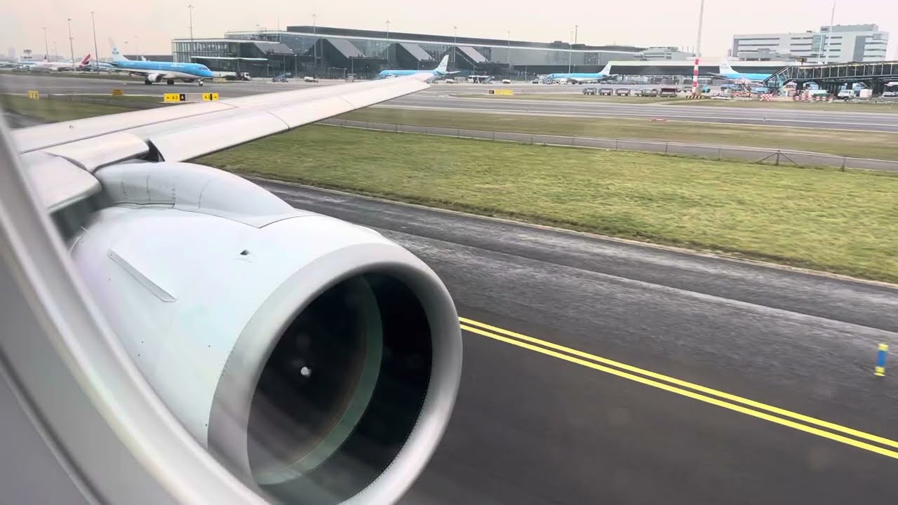 KLM Embraer 195 E2 Taxi and Takeoff at Amsterdam Schiphol