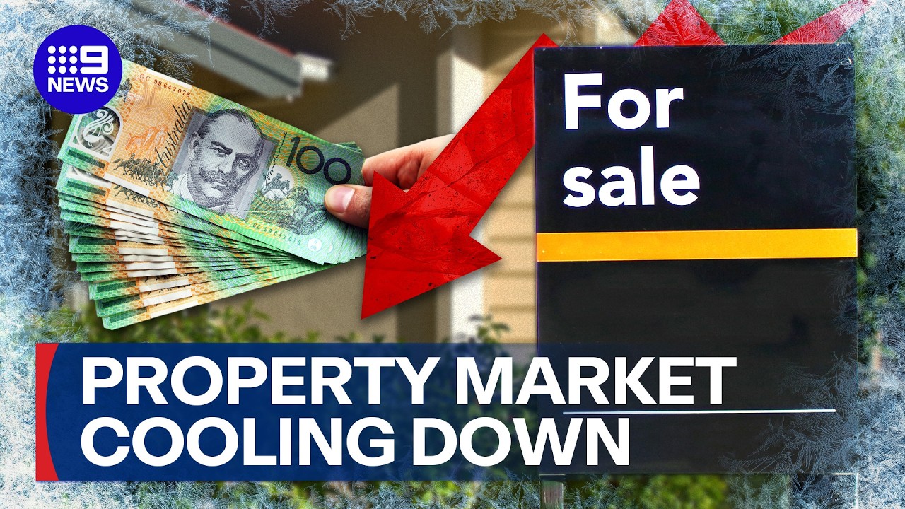 Property market is officially cooling down with biggest monthly drops in years | 9 News Australia