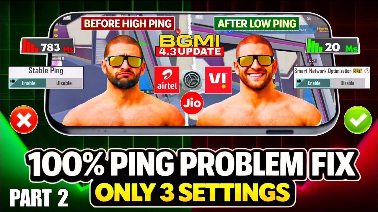 4.3 Update😳Me Ping High Server Delay?😡, 20ms Stable Ping Setting, 100% High Ping Fix, Airtel/Jio/VI