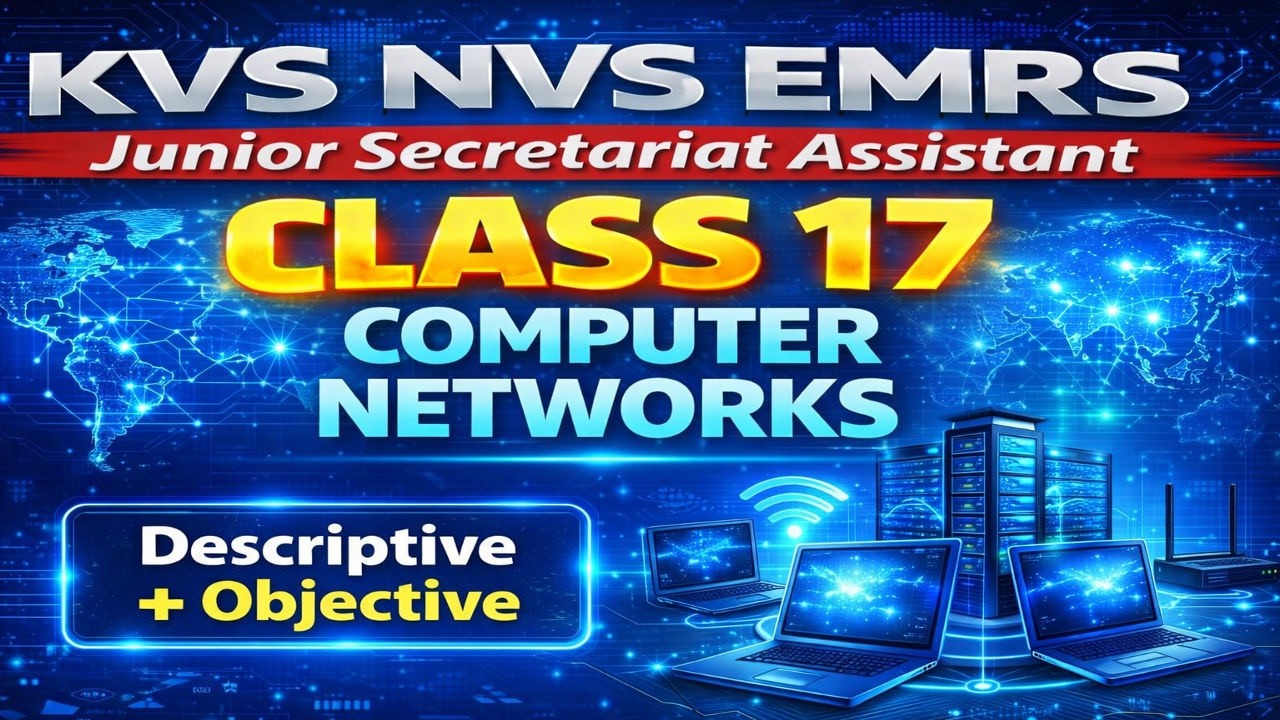 KVS NVS EMRS JSA Tier-2 | Class 17 | Computer Networks | Descriptive & Objective | Free Notes PDF