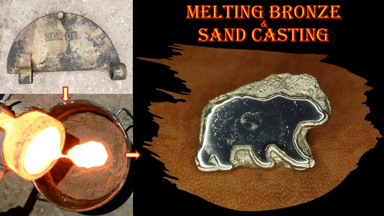 Melting Bronze in Foundry Furnace & Sand Casting into a Bear Figure