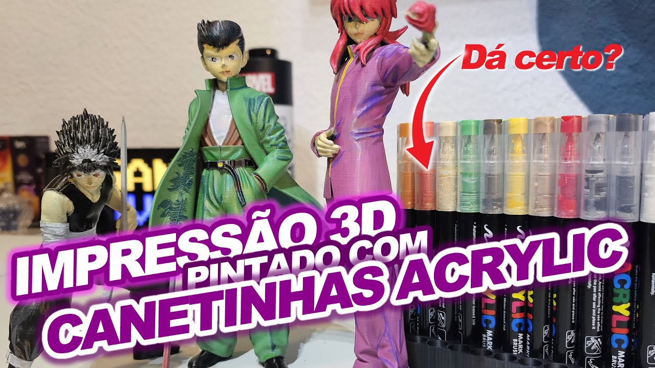 PINTEI MEU YUYU HAKUSHO IMPRESSO EM 3D COM AS CANETINHAS ACRYLIC, DEU BOM? | + MICROFONE NOVO