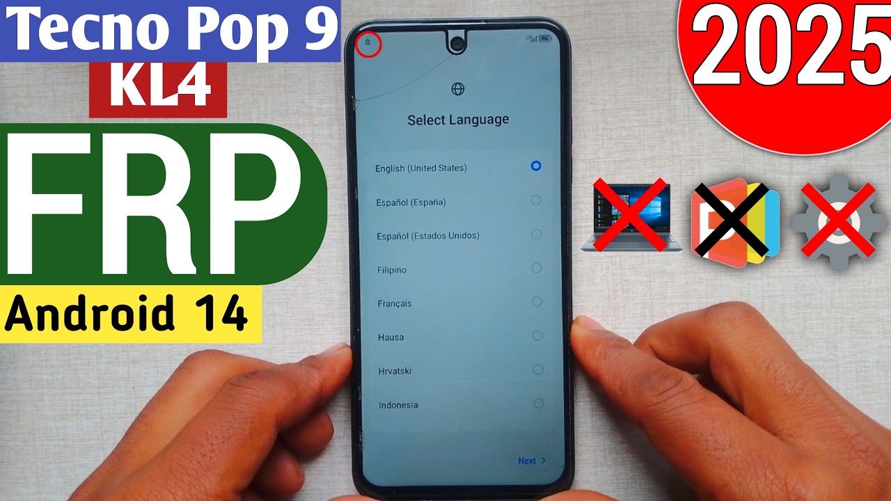 Tecno Pop 9 Frp bypass android 14 without PC/easy method #2025
