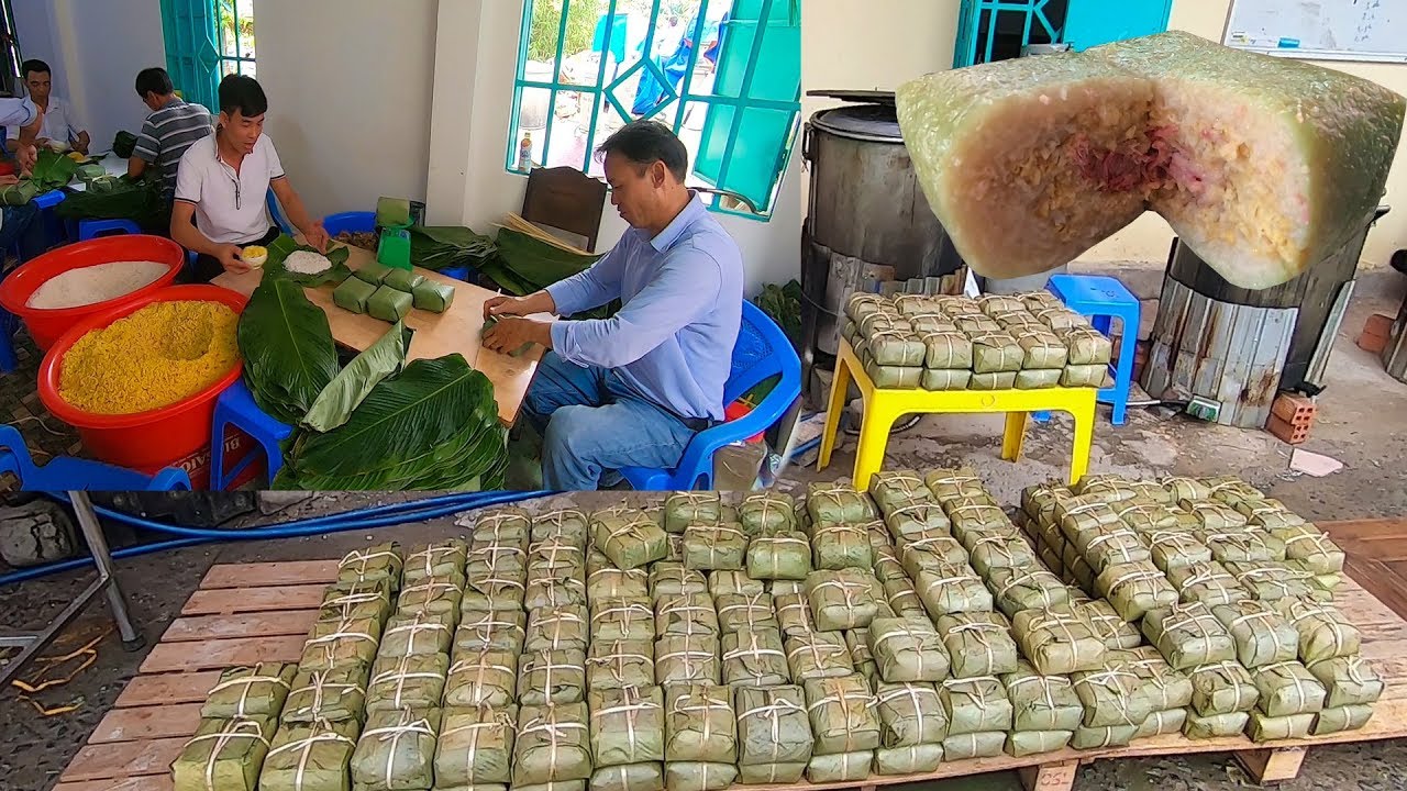 Bánh chưng chuẩn vị Bắc làm thủ công siêu ngon 70k mỗi ngày gói hàng ngàn cái bán Tết 2020 ở Sài Gòn