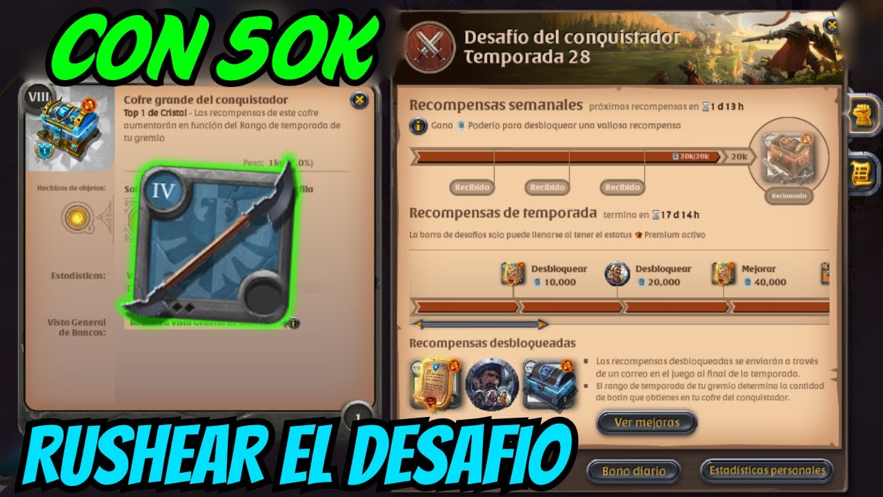 ¿Cómo rushearte el cofre de conquistador semanal y desafío de temporada con build de 40k?