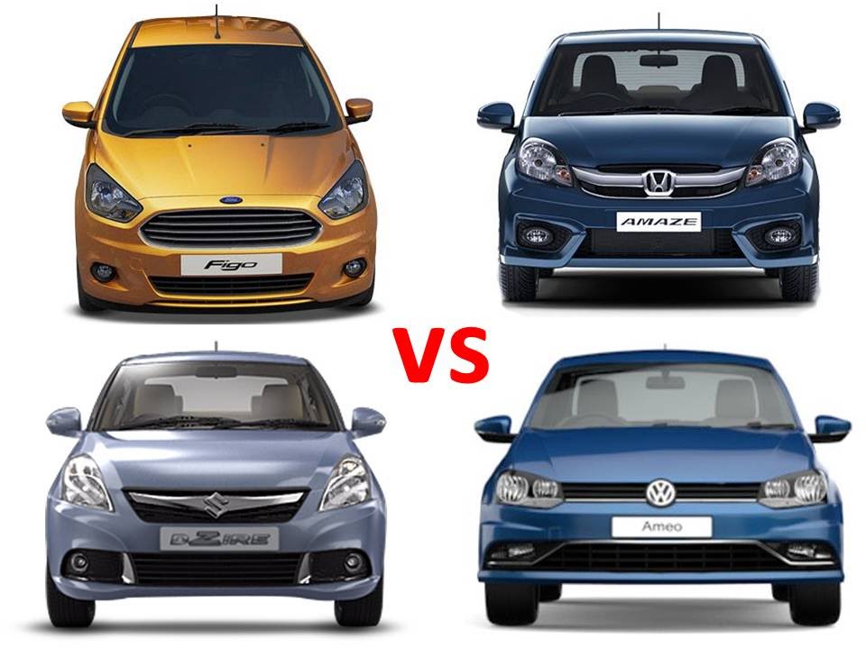 Ford Figo Vs Honda Amaze Vs Maruti Swift Dzire Vs Volkswagen Ameo