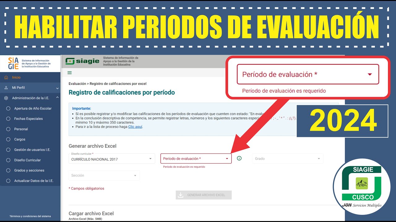 Siagie | Configurar, Activar y Habilitar | PERIODOS DE EVALUACIÓN 2024 | v5.0 y v3.0