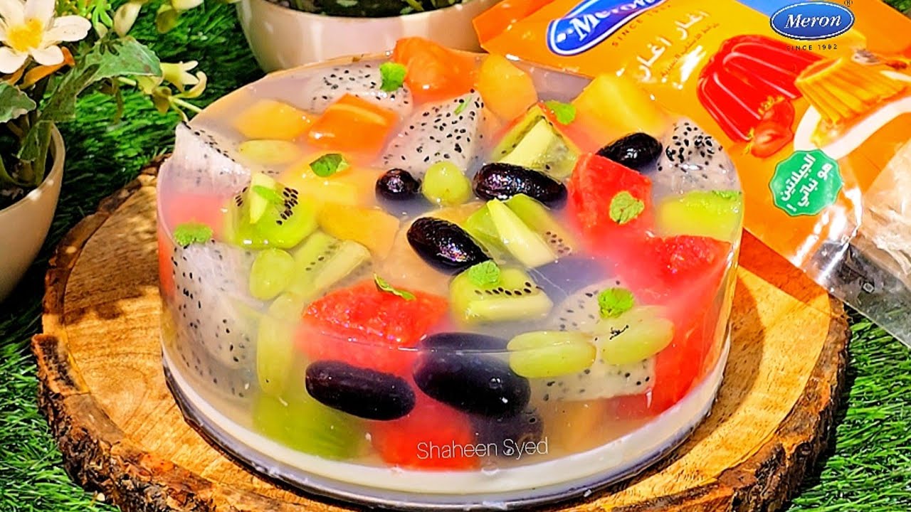 Glass cake or fruit jelly cake Ramadan dessert | jelly fruit cake with agar agar