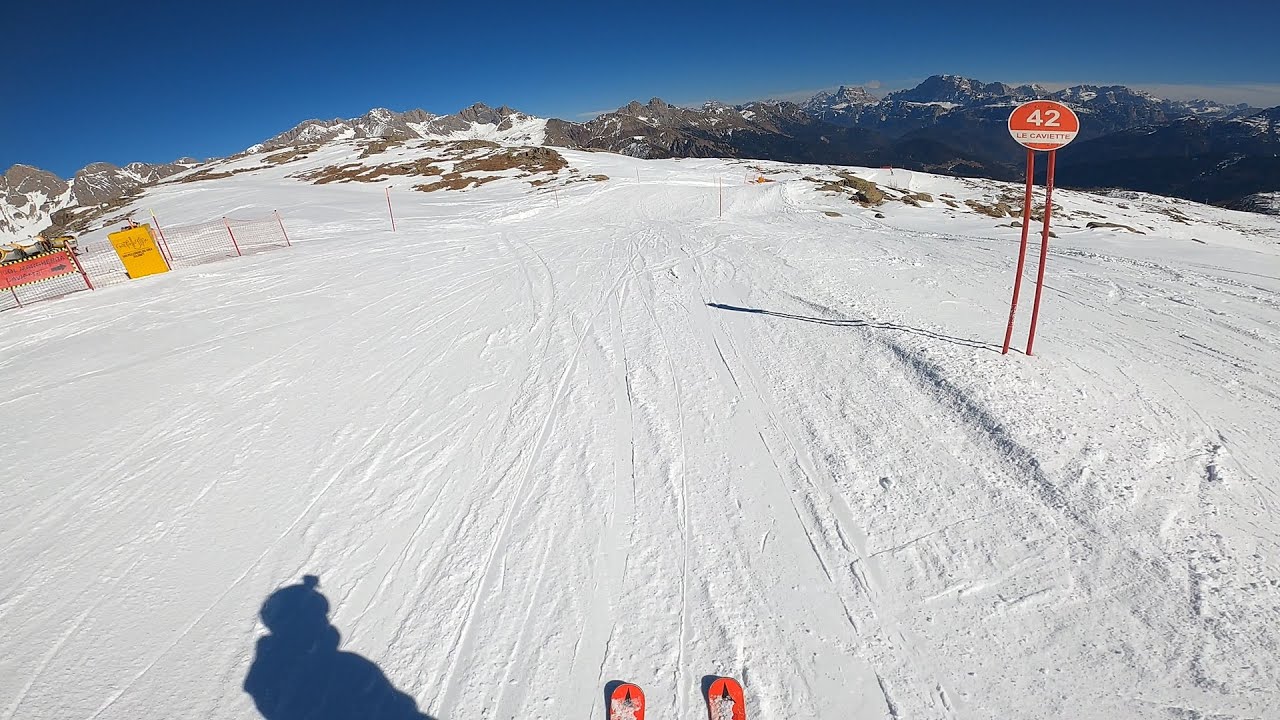 Discesa pista rossa LE CAVIETTE di Passo S.Pellegrino - inverno 2022-23