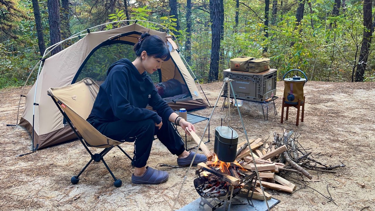 애견동반 캠핑 | 삼시세끼 반합요리🪵🔥| 24시간 매너타임 독서실 캠핑장🤫 | 파인힐캠프 | 김치찜 어묵탕 라면 | solo camping | 솔로 캠핑