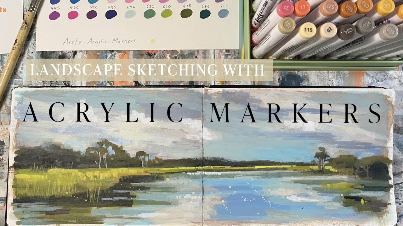 Выразительные пейзажные зарисовки акриловыми маркерами Arrtx — удивительные результаты!