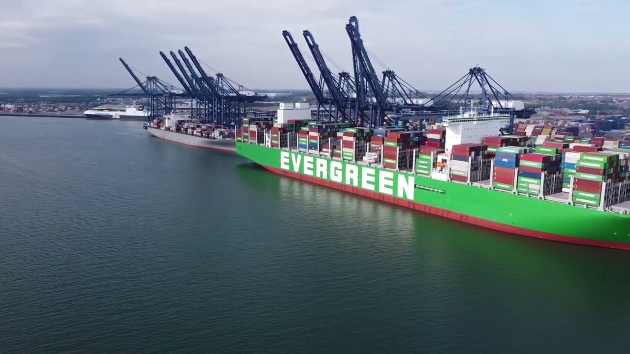 Quick view of  &lsquo;Ever Alot&rsquo; present world's largest container ship berthed in Felixstowe, UK