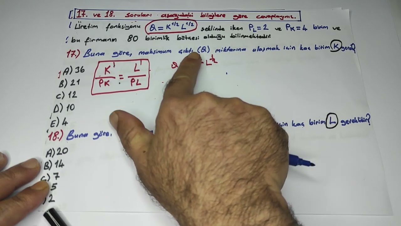AÖF MATEMATİKSEL İKTİSAT 2022 DÖNEM SONU SINAVI 3. KISIM