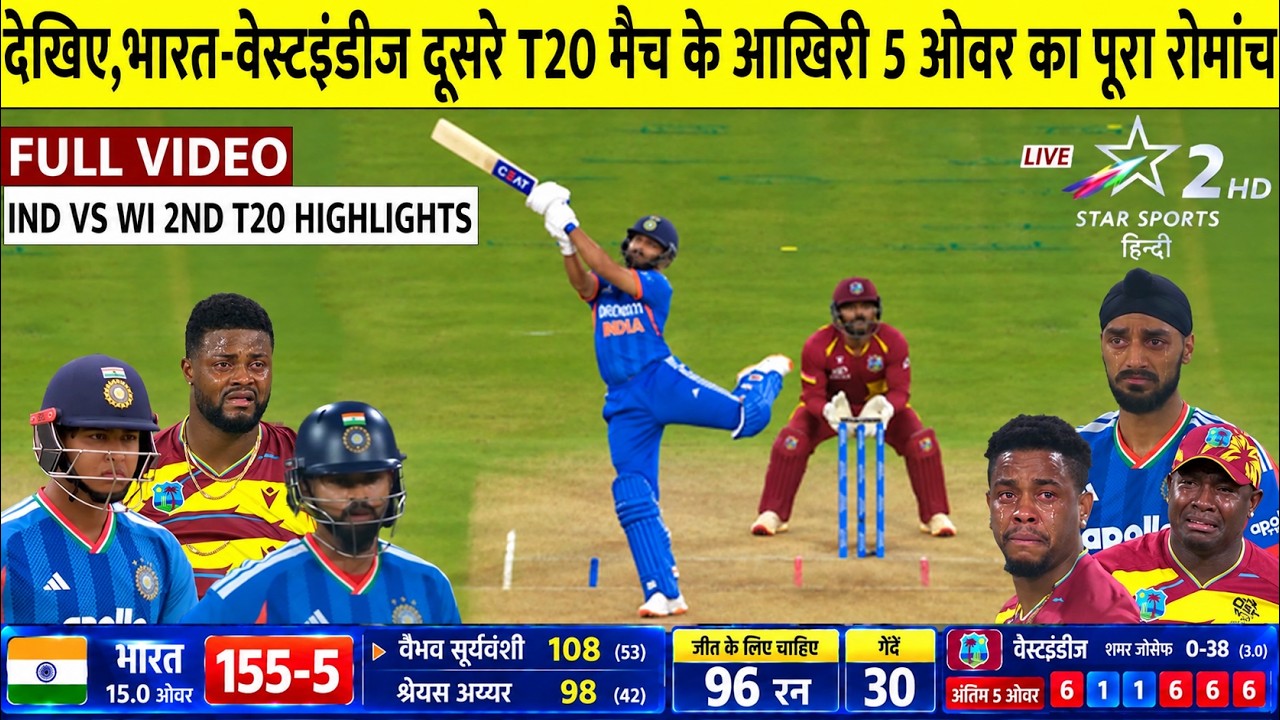 India vs West Indies 2nd T20i Highlights | IND vs WI | Highlights | 2nd T20 Match | Vaibhav | Iyer