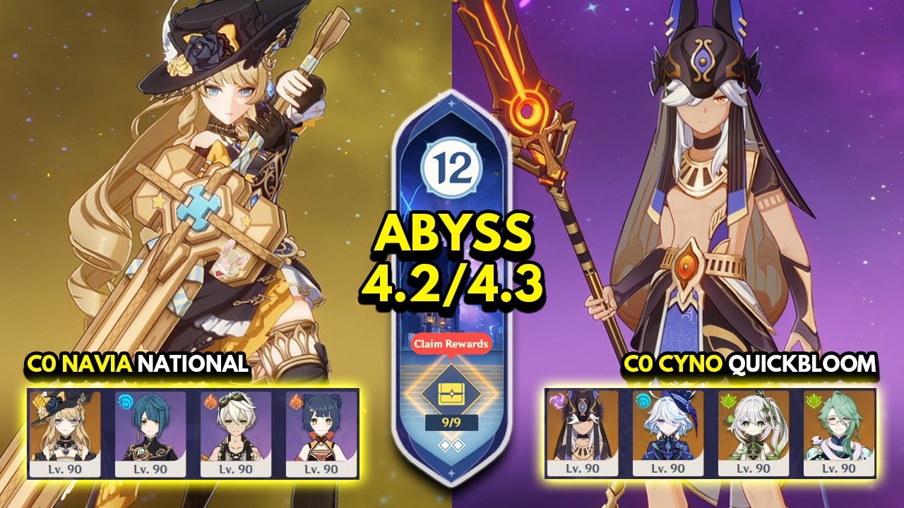 C0 Navia National & C0 Cyno Quickbloom | Spiral Abyss 4.3 Floor 12 9 Stars | Genshin Impact 4.3