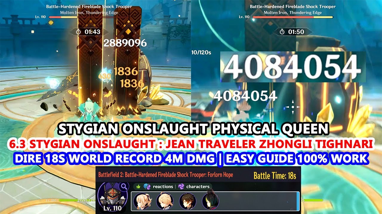 6.3 Stygian Onslaught : Jean Traveler Zhongli Tighnari - Dire 18s World Record 4M DMG | Easy Guide