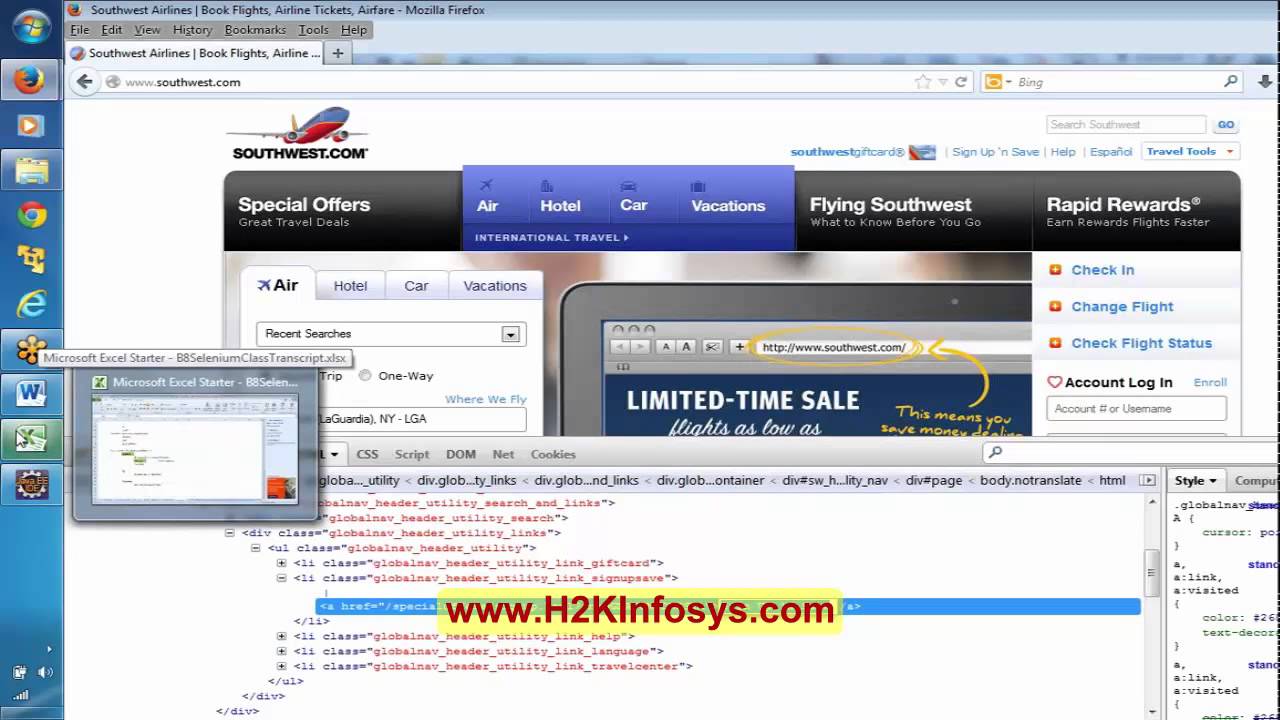 Selenium Webdriver Online Tutorials | Exceptions with and without recording tutorial | H2Kinfosys