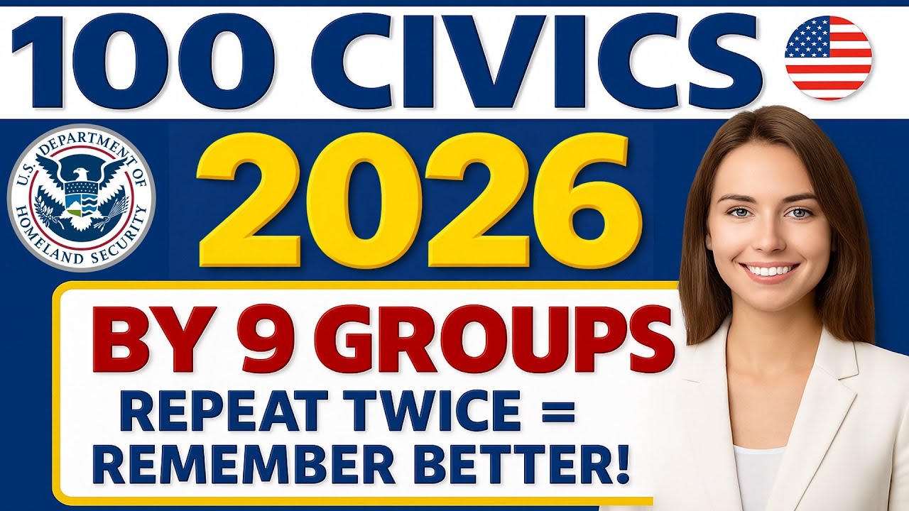 🎯 Master the 100 Civics Questions 2026 – Easy 9 Groups, Repeat Twice to Remember better