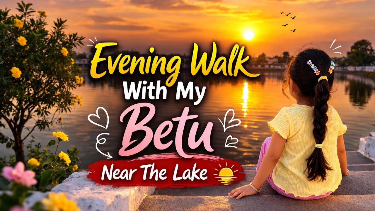 Evening Walk With My Betu Near the Lake | Beautiful Sunset View 🌅
