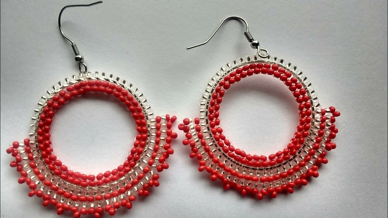 ARETES EN AROS CON MOSTACILLA|| TÉCNICA STITCH || EARRINGS EASY