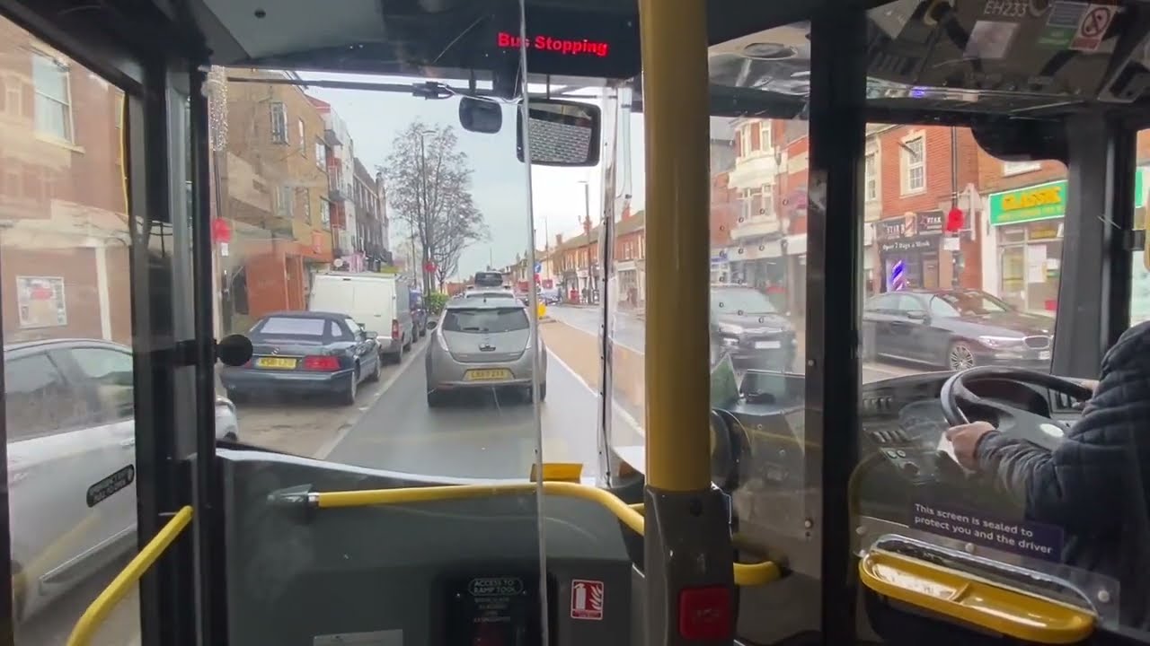 Windscreen View - YX18KRE EH233 Route X26 North Cheam - Teddington