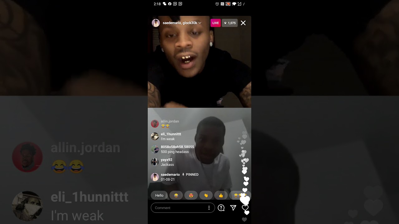 Saedemario Goes Live With Glock30k. 01-08-21 Mario Speaking ?!?!?!