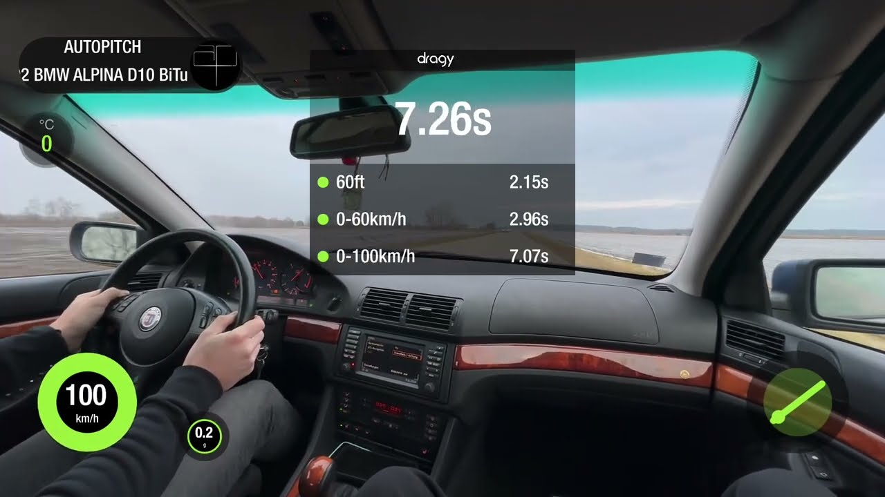 BMW ALPINA D10 BITURBO 3.0D AT RWD 2002. 0-100 acceleration