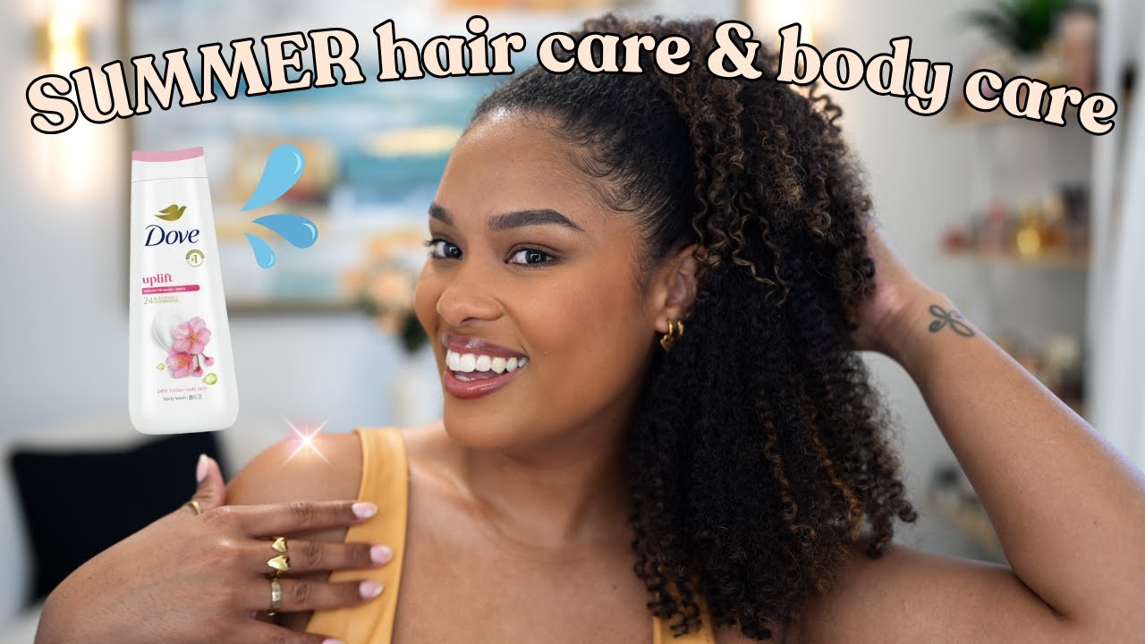 SUMMER healthy curly hair regimen + body care tips for dry skin