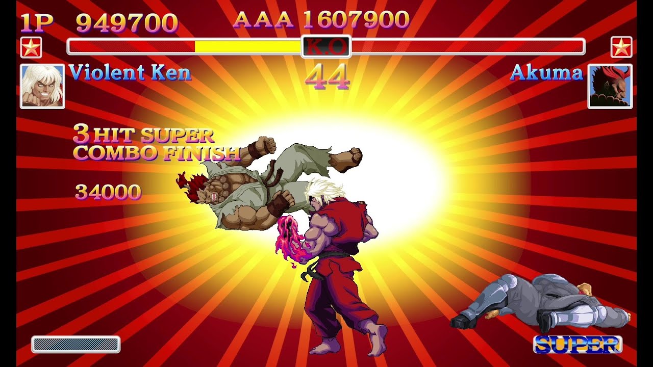 Ultra Street Fighter 2 The Final Challenger Violent Ken all 2 round clear hardest mode Akuma boss