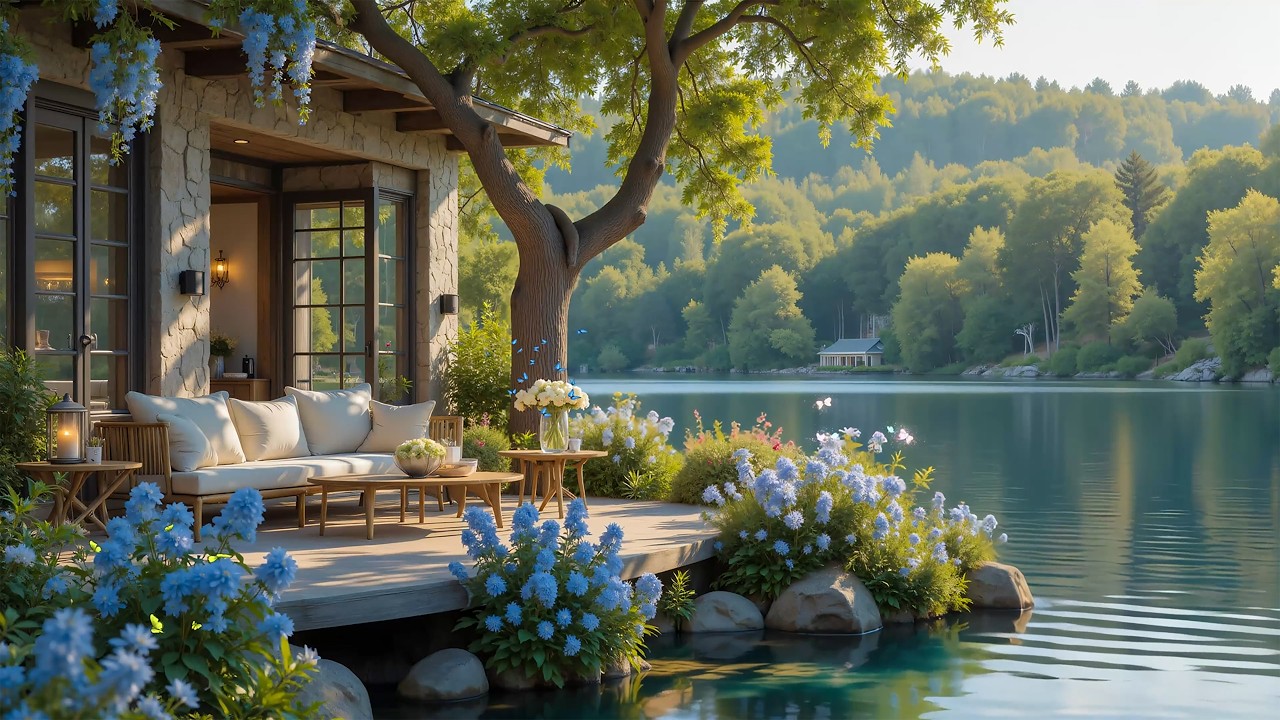 Peaceful Morning With Piano🌿🎹 Lakeside Piano With Fresh Ambience For Positive Morning, Relief Stress