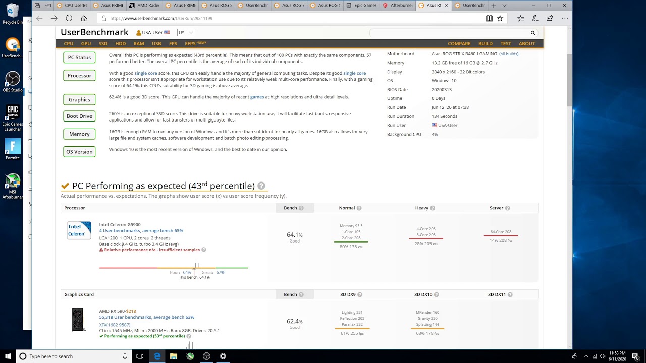 Intel 10th Gen Celeron G5900, 1st Benchmark anywhere!  How does it compare?
