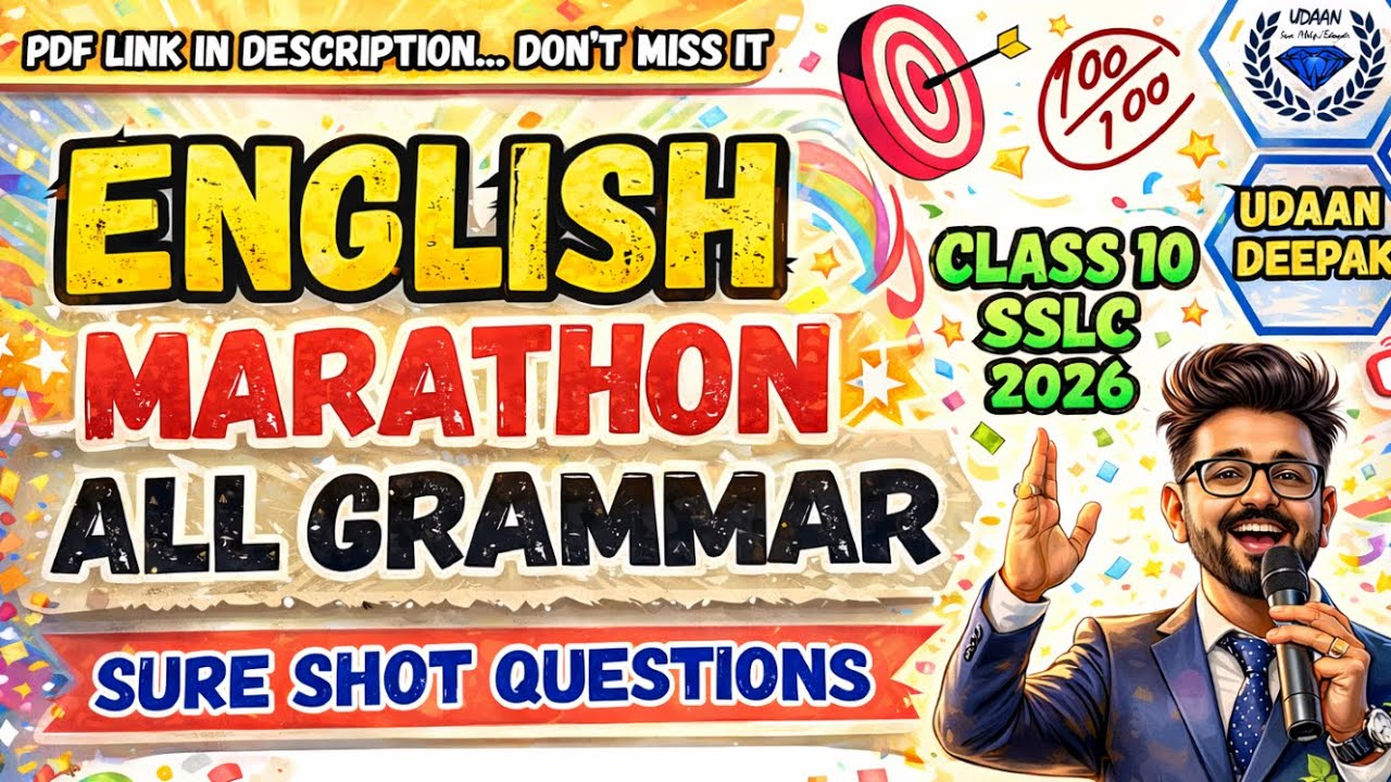 10th SSLC 2026 ENGLISH MARATHON FIX 33 MARKS ALL GRAMMAR SURE SHOT QUESTIONS