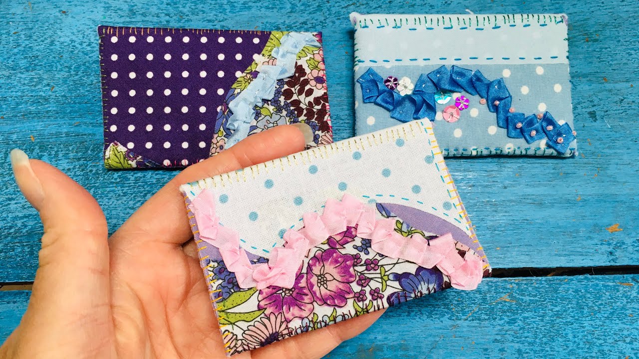 stitching on the go? Easy small Project idea Slow stitched mini fabric gift envelopes - hand sewing
