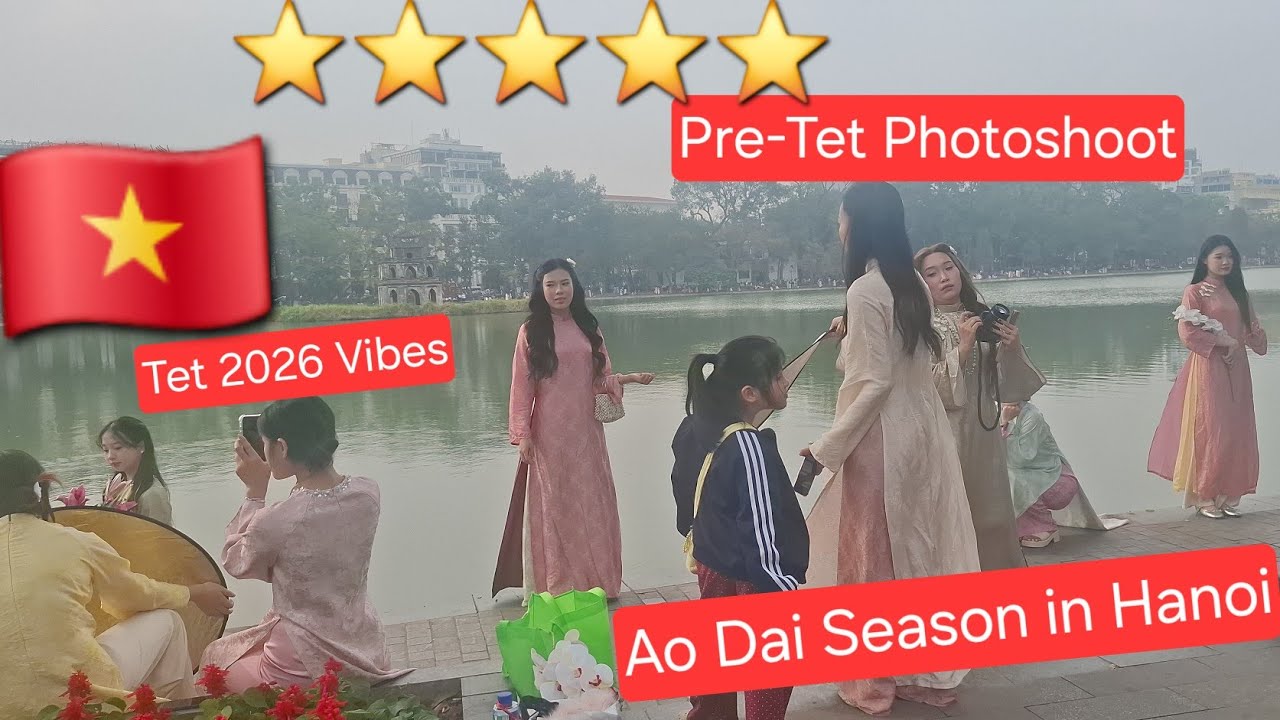 Pre-Tet Vibes at Hoan Kiem Lake 🇻🇳 | Vietnamese Ladies in Ao Dai Welcome Lunar New Year 2026