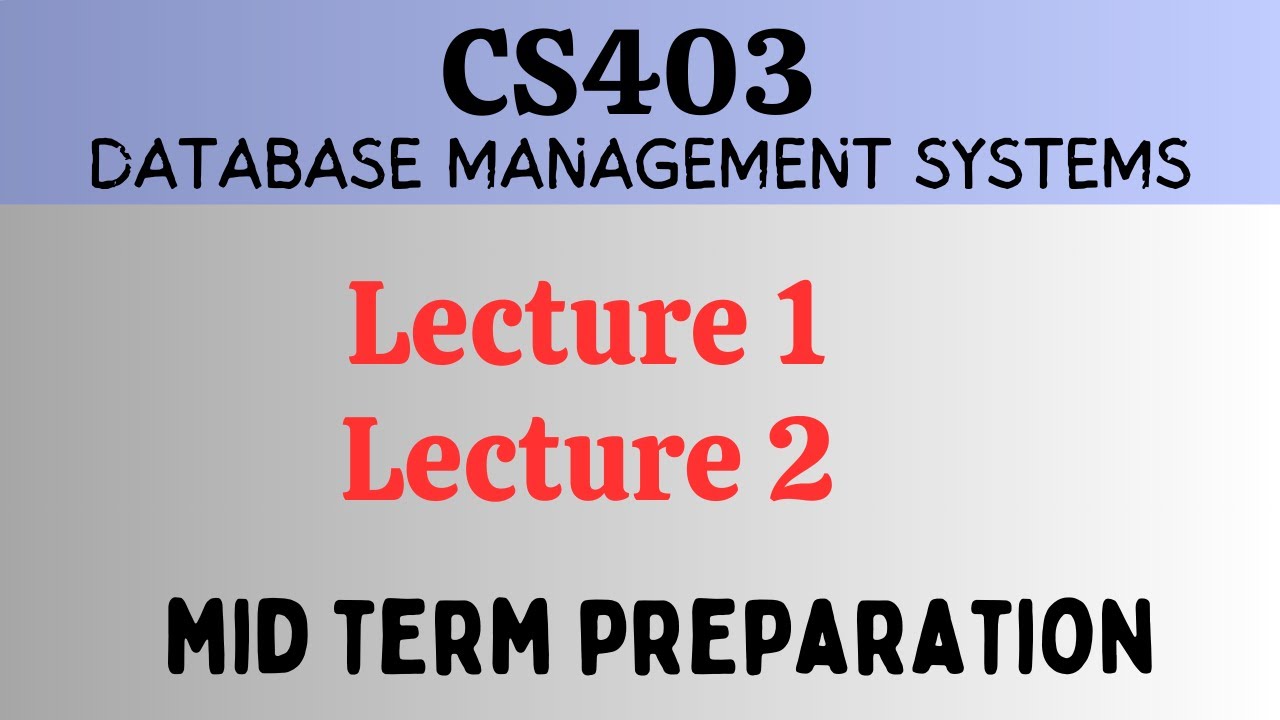CS 403 Short Lectures 1,2 | CS 403 Midterm Preparation| CS403 Lecture 1 Lecture 2  CS403 Lectures