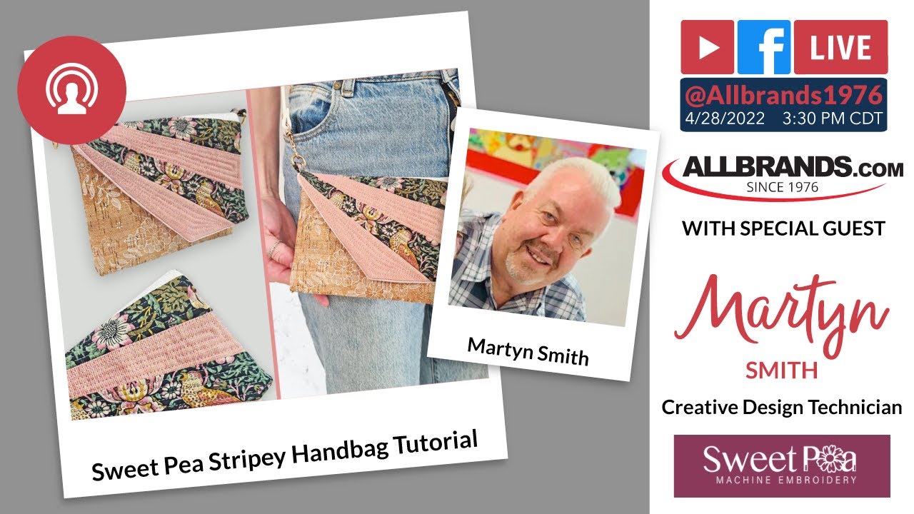 THE ALLBRANDS SHOW | Sweet Pea Embroidery Design Stripey Handbag Tutorial