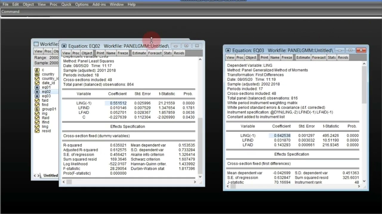 System Generalized Method of Moment GMM SYS for Panel Data Dynamic in Eviews