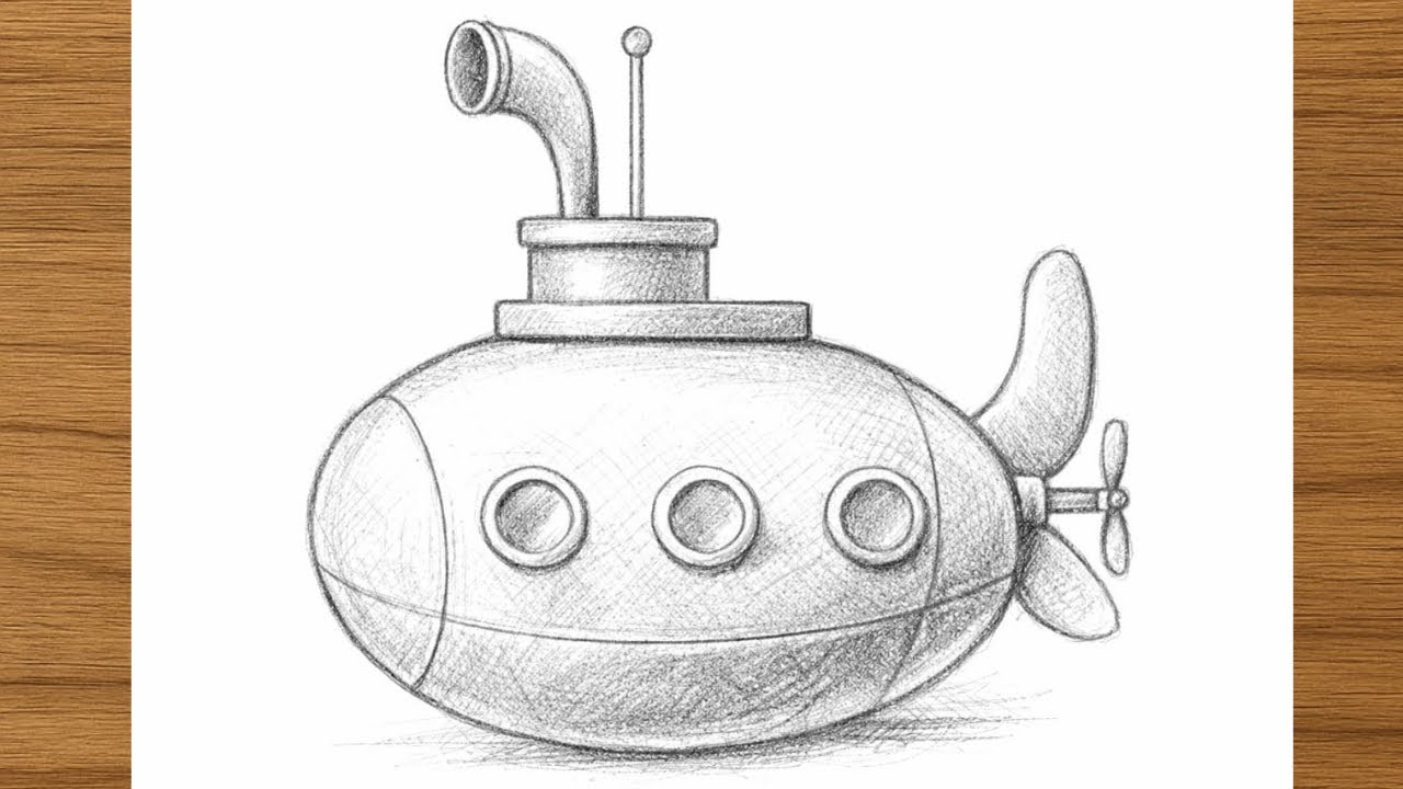 How to Draw a Submarine | Long Pencil Sketch Tutorial for Beginners