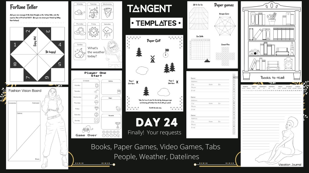 Long Lost Day 24! Request Day - Paper Games, video games, weather, people portraits, books, tabs...