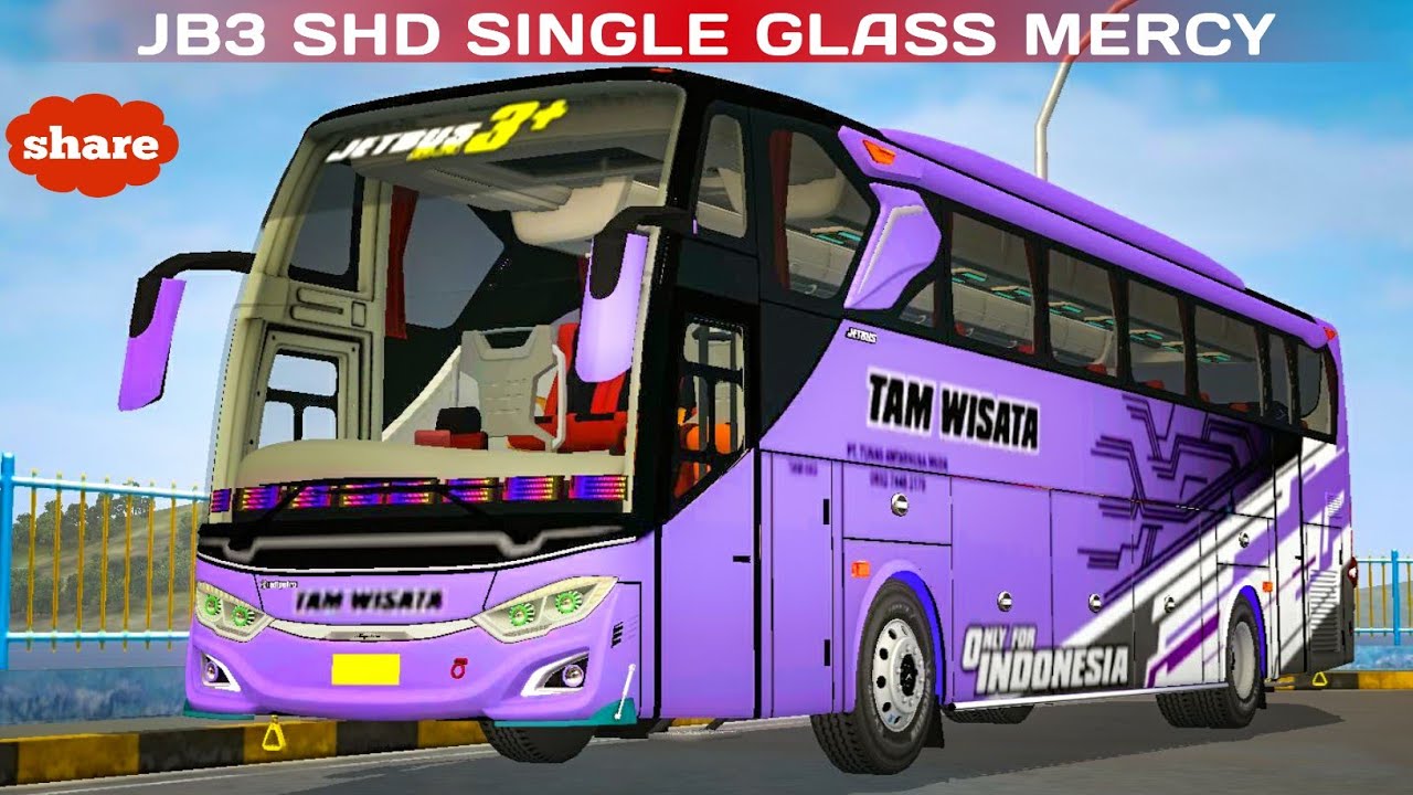 JETBUS 3 SHD SINGLE GLASS MERCY ANGGA SAPUTRA | SHARE MOD BUSSID TERBARU