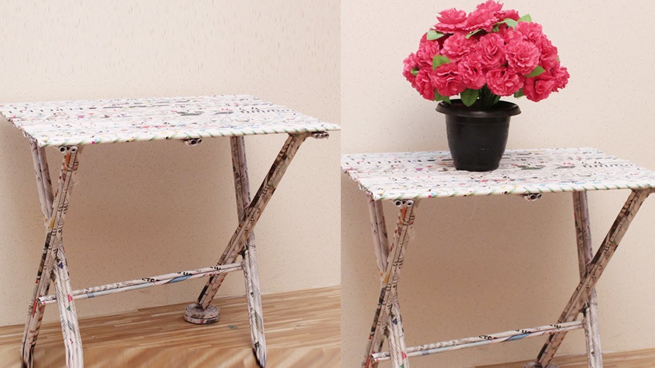 DIY Super Easy Newspaper Table - Diy Easy Newspaper Crafts - DIY Crafts