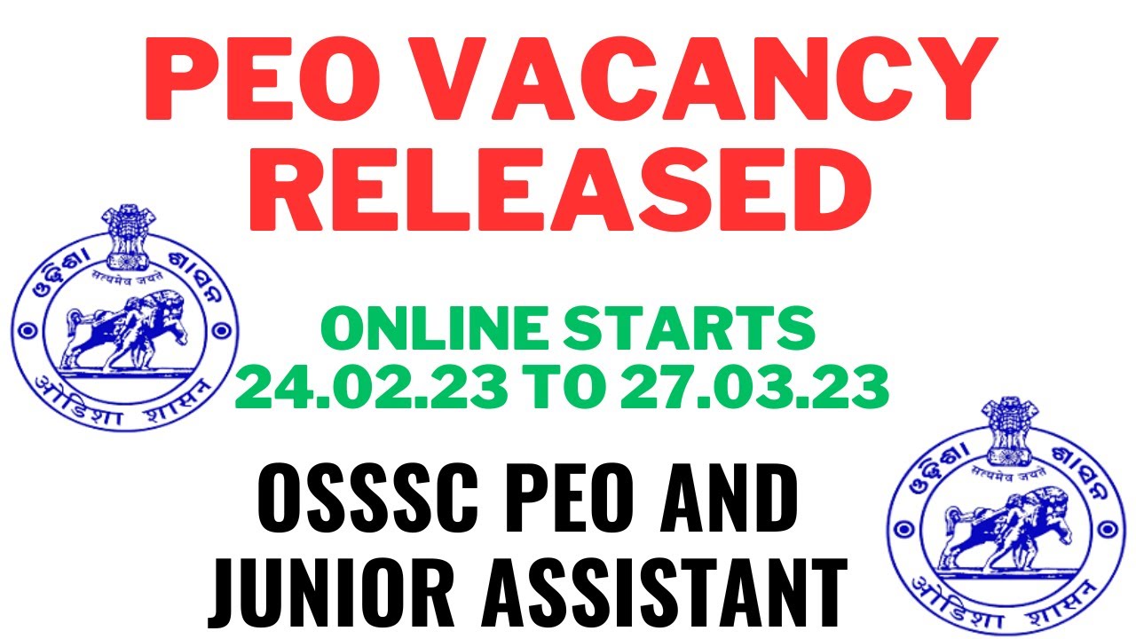 PEO vacancy 2023|OSSSC PEO and Junior assistant vacancy 2023 released|#ossscpeo #peo2023 #osssc #peo