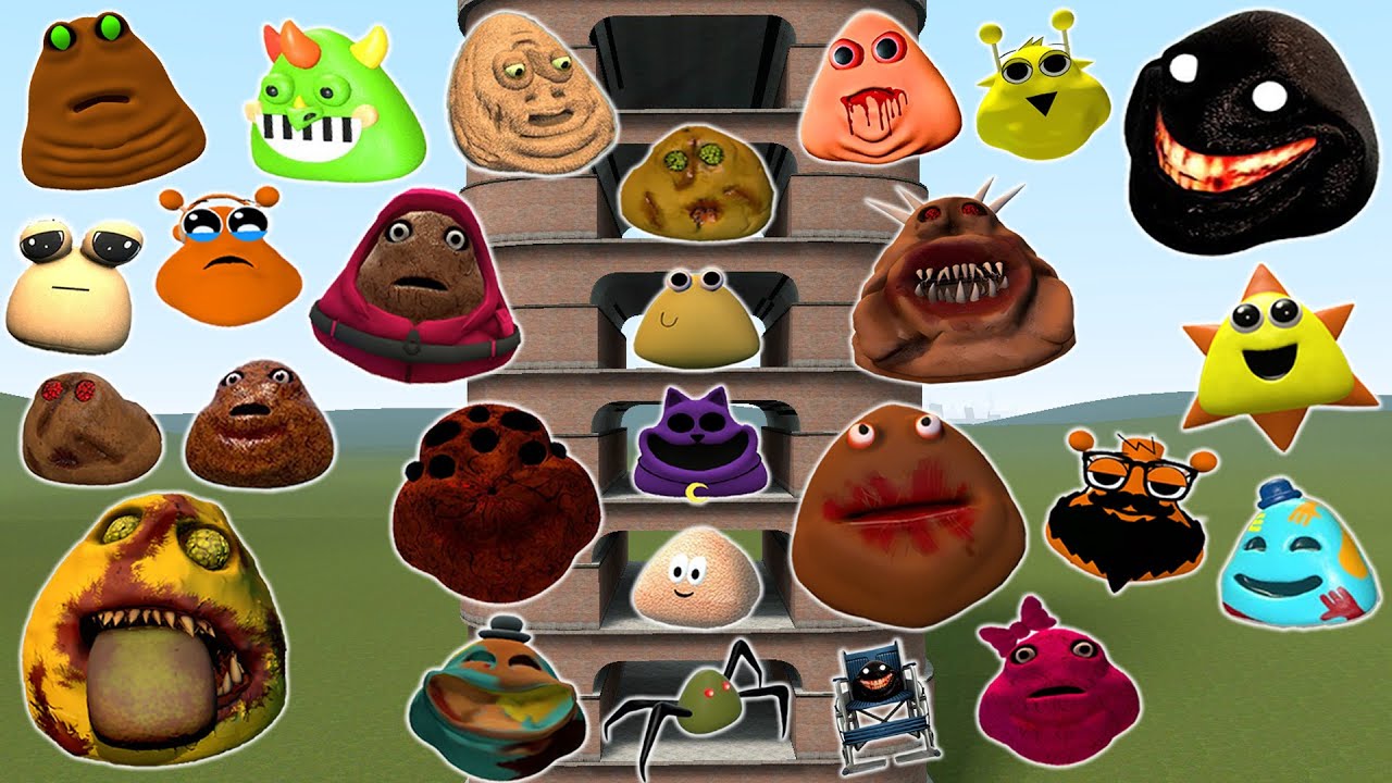 DESTROY ALL NEW 3D POU BOU'S REVENGE & ITALIAN BRAINROT FAMILY in TALL GRASS Garry's Mod