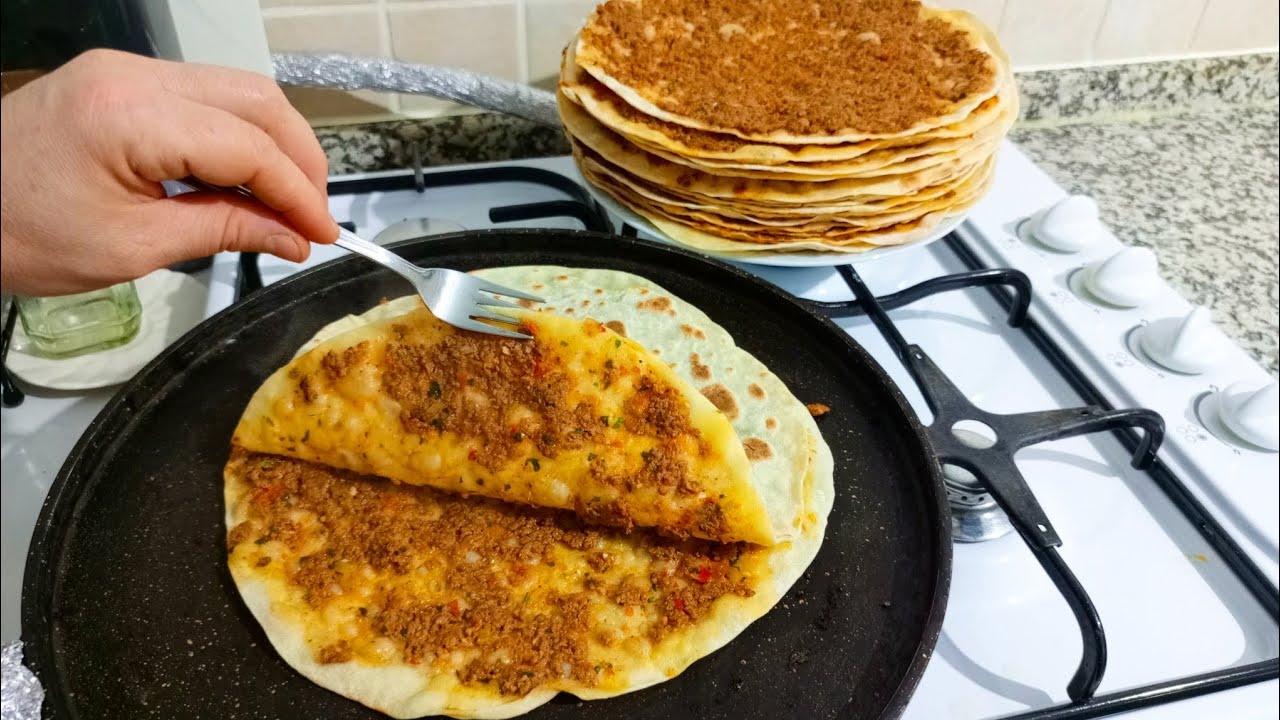 ✨Yarım Saatte Bir Sürü Lahmacun Yaptım Tavada Çift Çift Pişirerek Çok Hızlı Bir Şekilde