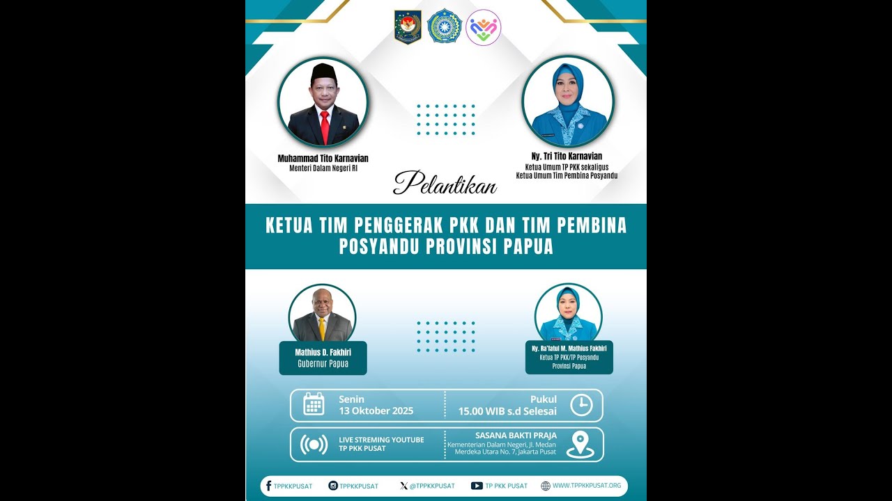 PELANTIKAN KETUA TIM PENGGERAK PKK DAN TIM PEMBINA POSYANDU PROVINSI PAPUA