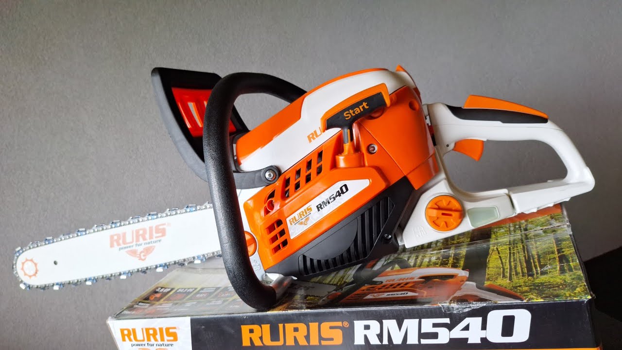 Ruris RM540, Детальная презентация бензопилы 3,6 л.с., Amles, Распаковка, Новая бензопила