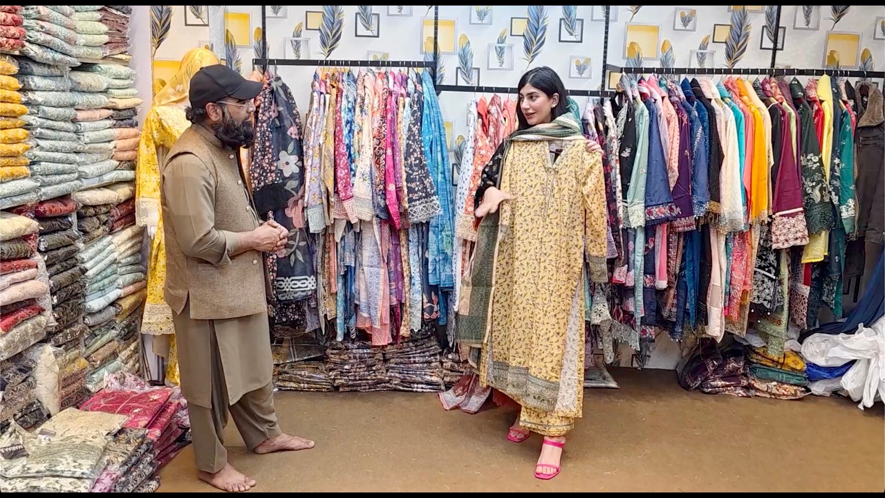 5k Best Eid Lawn Pret with long length shirts & flared trousers| 6K Silk Dupatta Printed Cotton Suit