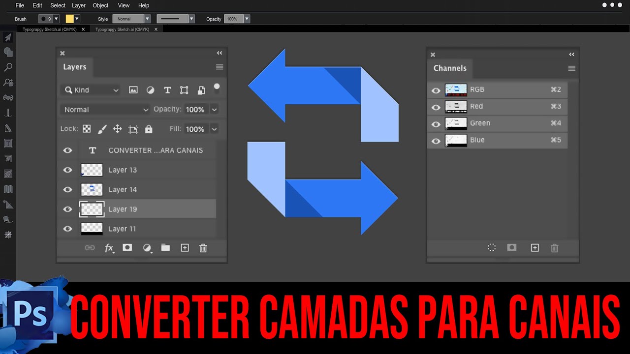 Converter camadas para canais no Photoshop