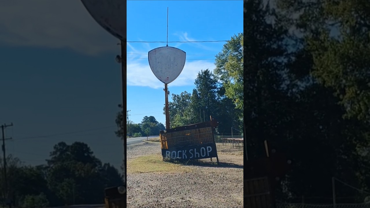 Rare Vintage FINA Oil Sign, Rock Shop & Old Gas Station on US 71 in De Queen, AR