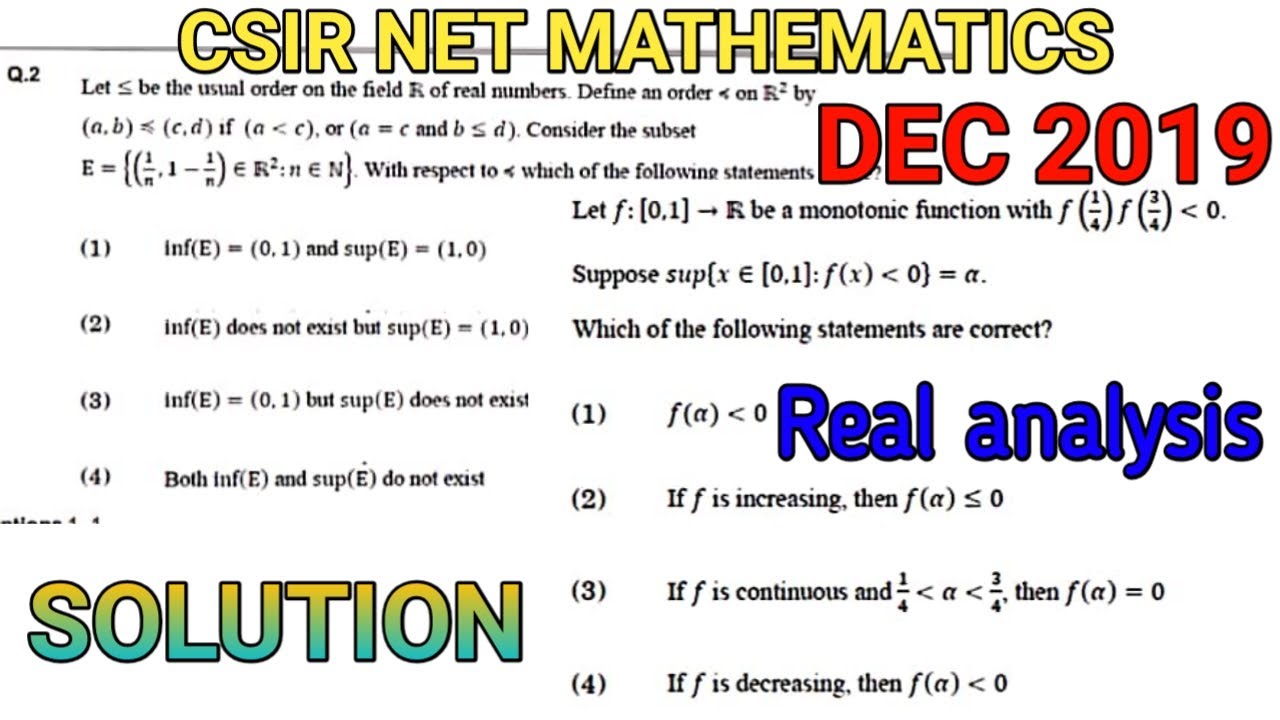 CSIR NET MATHEMATICS DEC 2019 ||REAL ANALYSIS || SOLUTION.